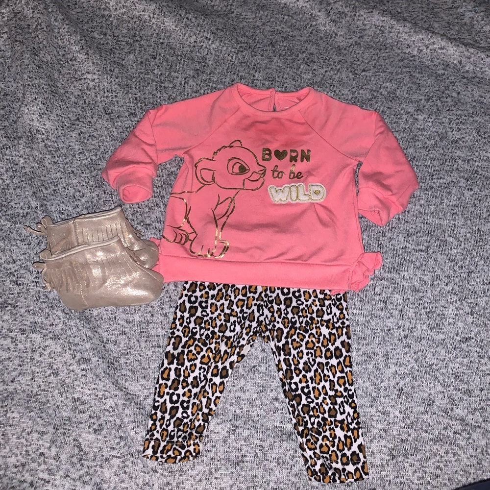 Baby girl lion king born to be wild outfit gold